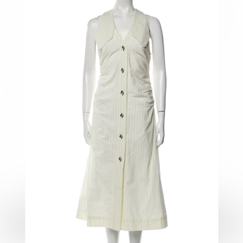 Ganni yellow midi dress